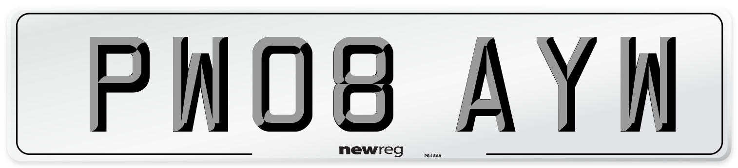 PW08 AYW Number Plate from New Reg